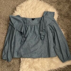 Jcrew chambray ruffle top